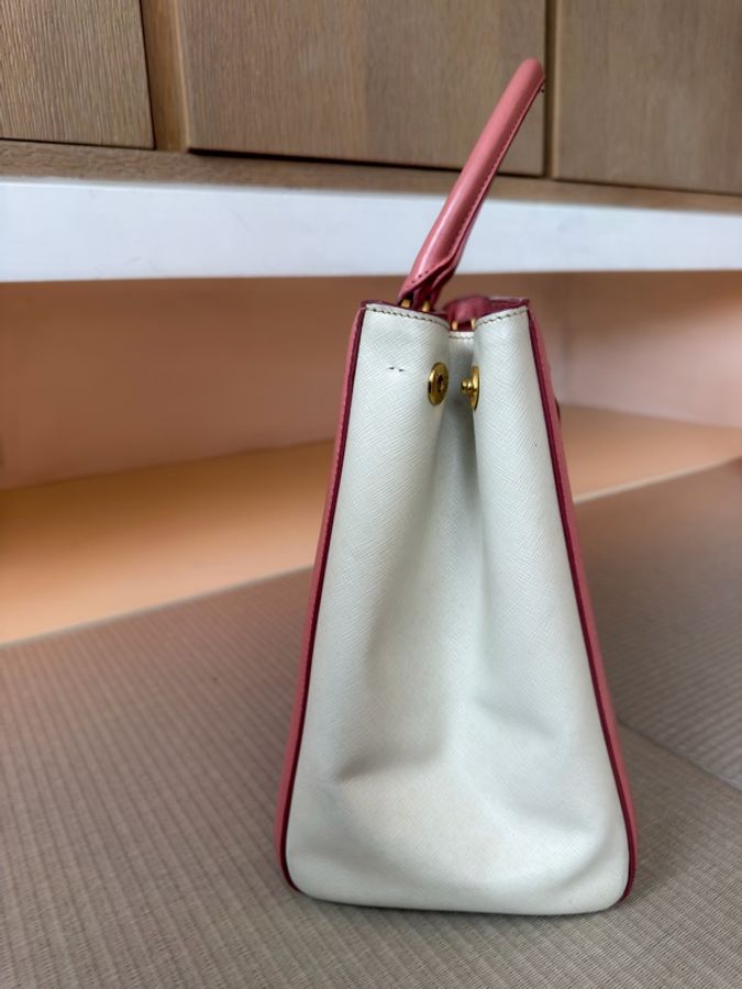 Prada/ Saffiano Lux 雙色皮革手提包-3