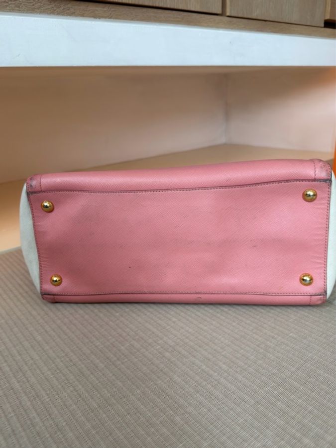 Prada/ Saffiano Lux 雙色皮革手提包-4