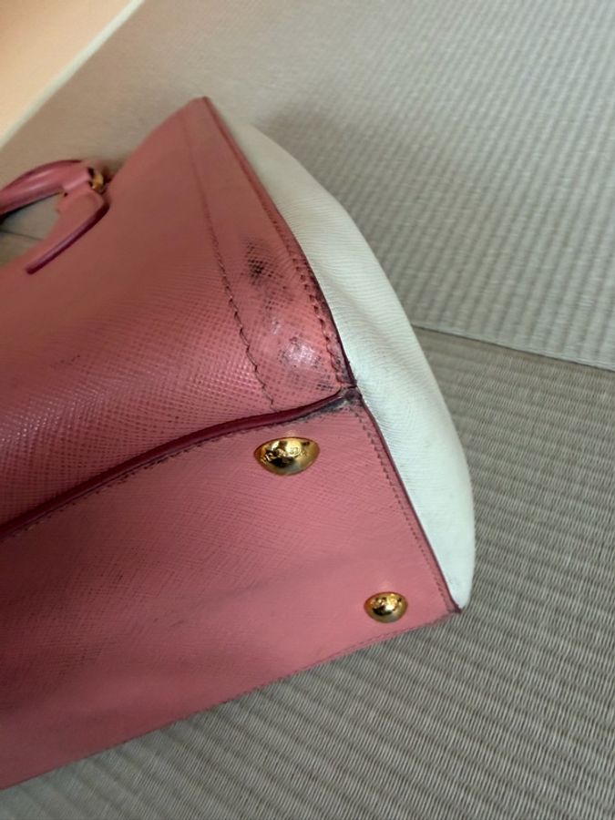 Prada/ Saffiano Lux 雙色皮革手提包-5