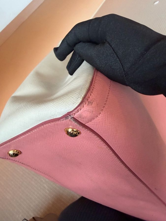 Prada/ Saffiano Lux 雙色皮革手提包-6