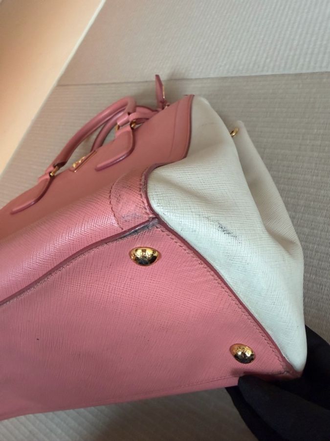 Prada/ Saffiano Lux 雙色皮革手提包-15