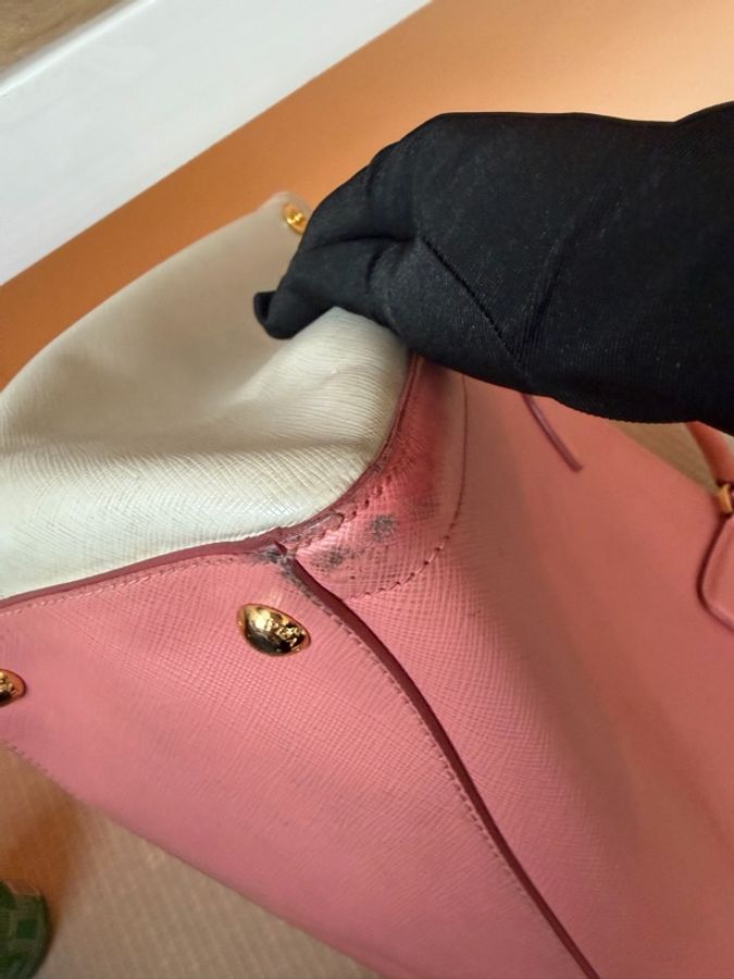 Prada/ Saffiano Lux 雙色皮革手提包-16