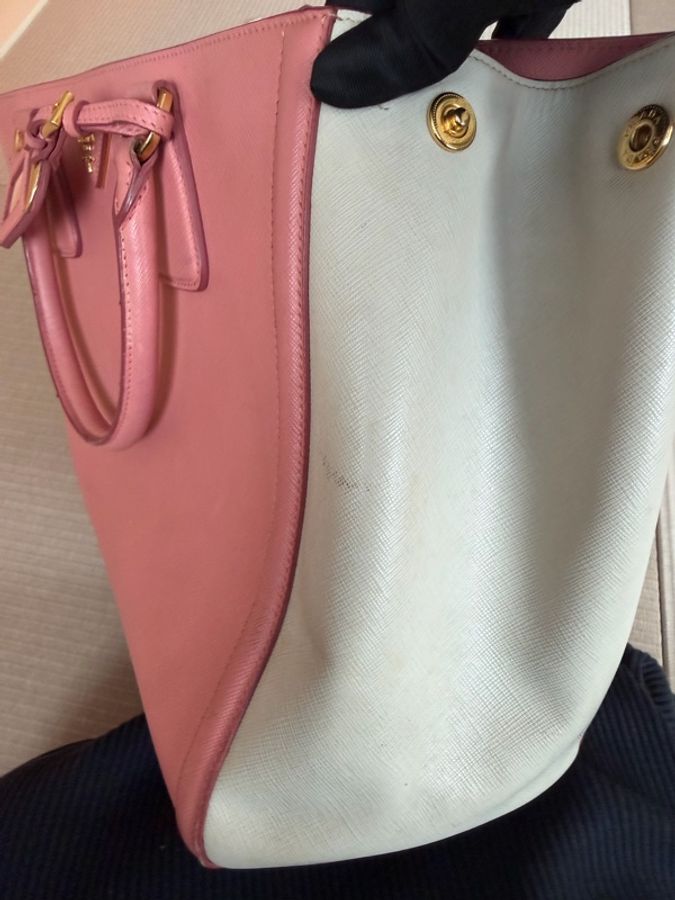 Prada/ Saffiano Lux 雙色皮革手提包-27