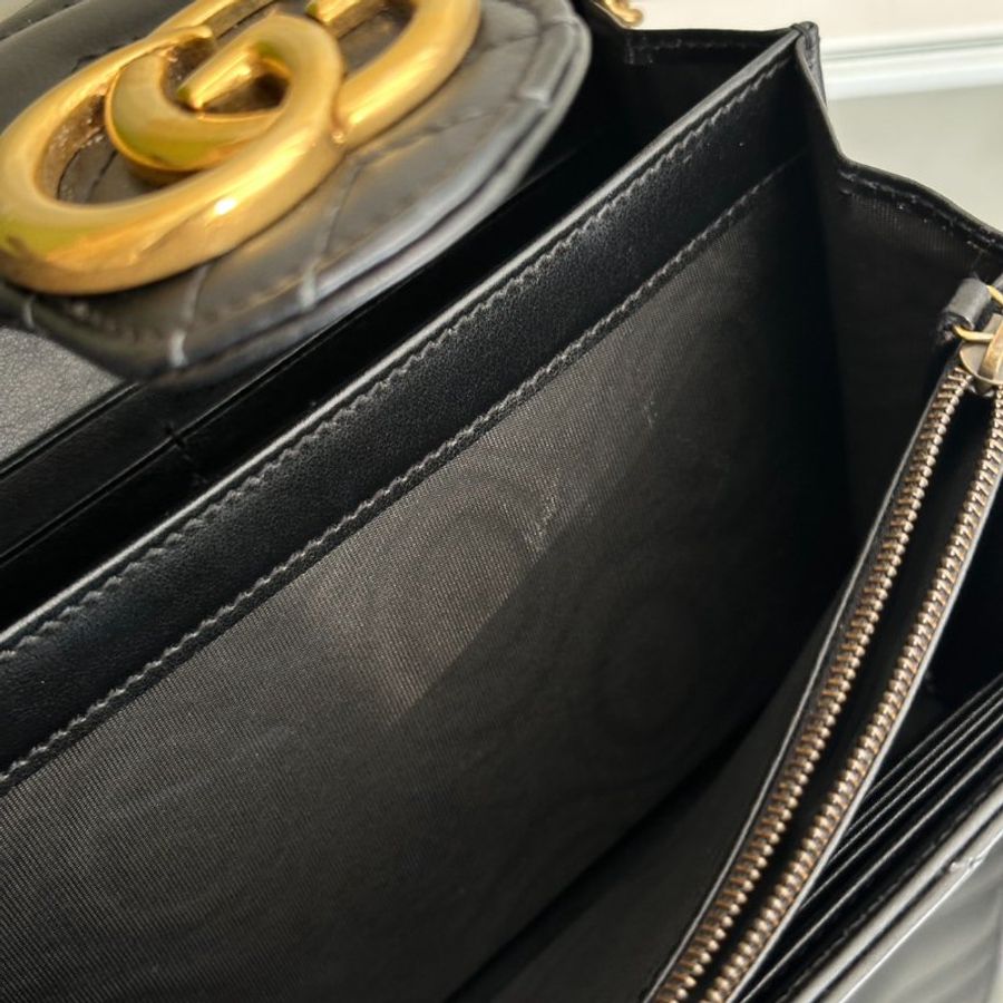 GUCCI Marmont Matelasse風琴WOC - 黑金-7