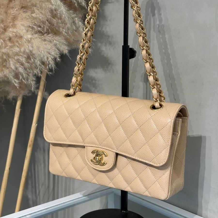 CHANEL 經典口蓋包 CF23 - 粒面牛皮米金-3
