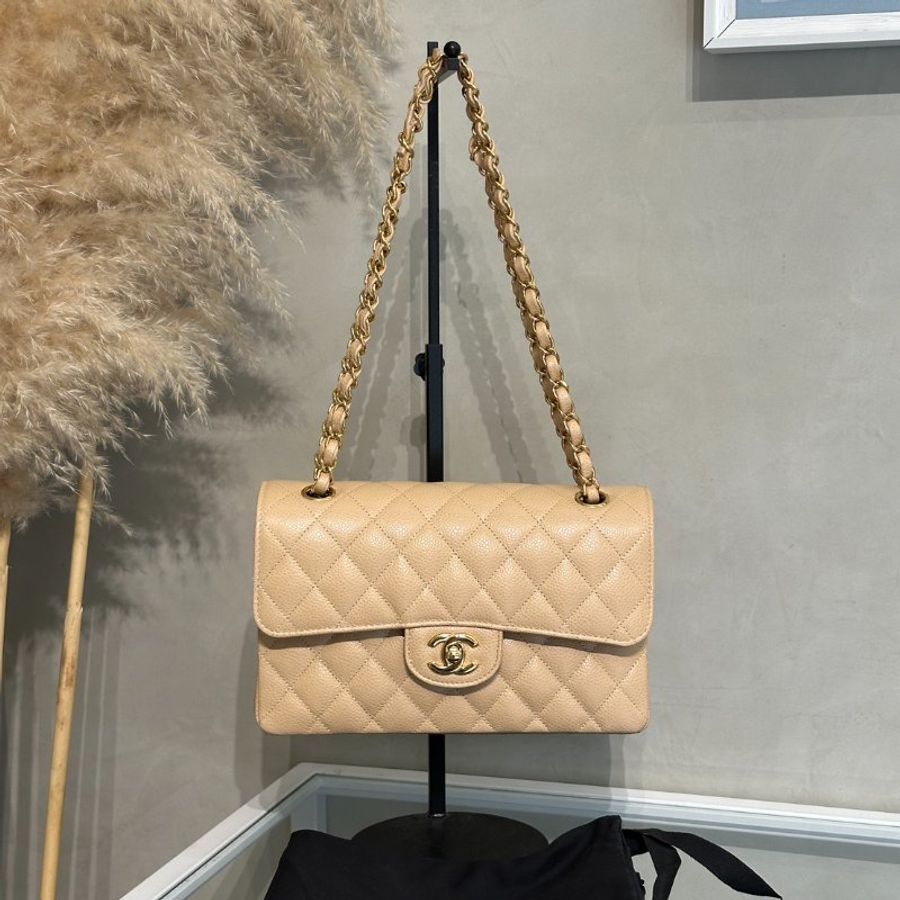 CHANEL 經典口蓋包 CF23 - 粒面牛皮米金-9
