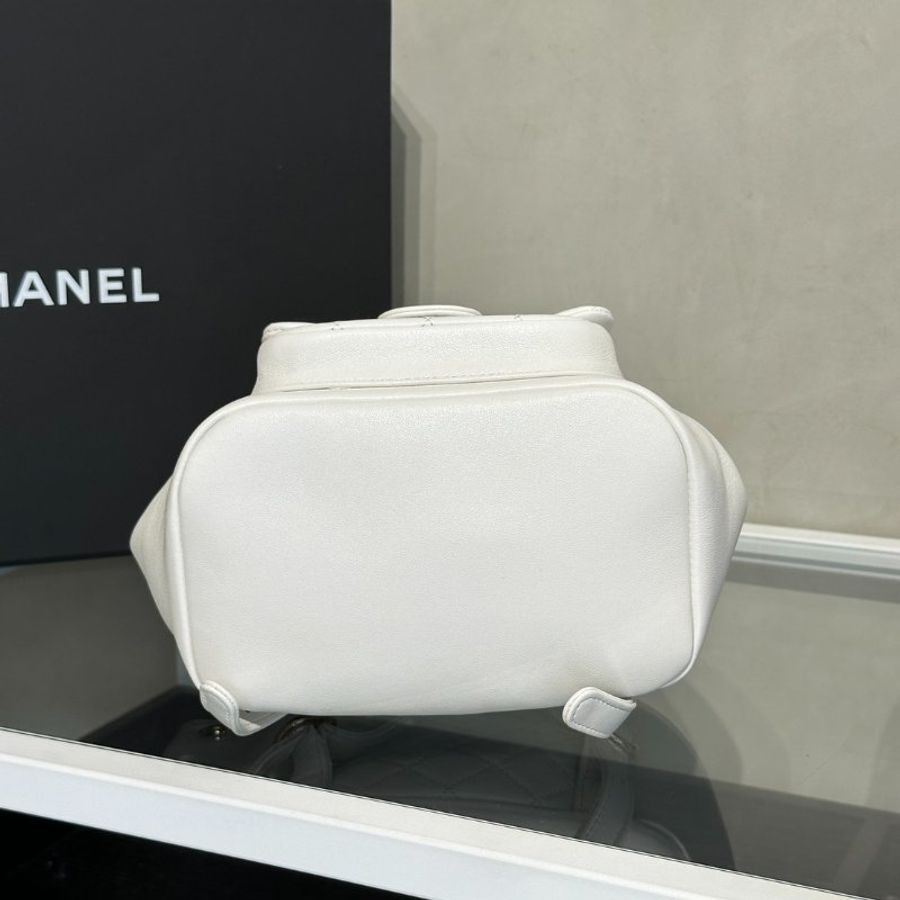 CHANEL Duma小牛皮後背包 - 小號白金-5