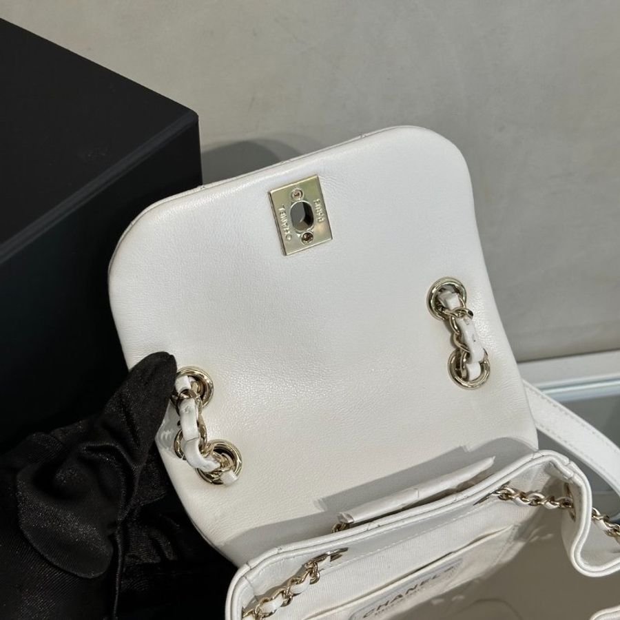 CHANEL Duma小牛皮後背包 - 小號白金-7