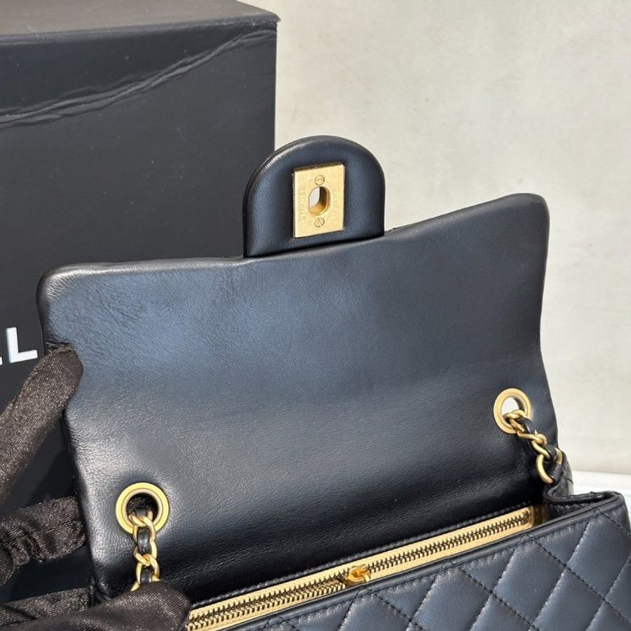CHANEL 經典口蓋包Mini CF20 - 金球黑金-8