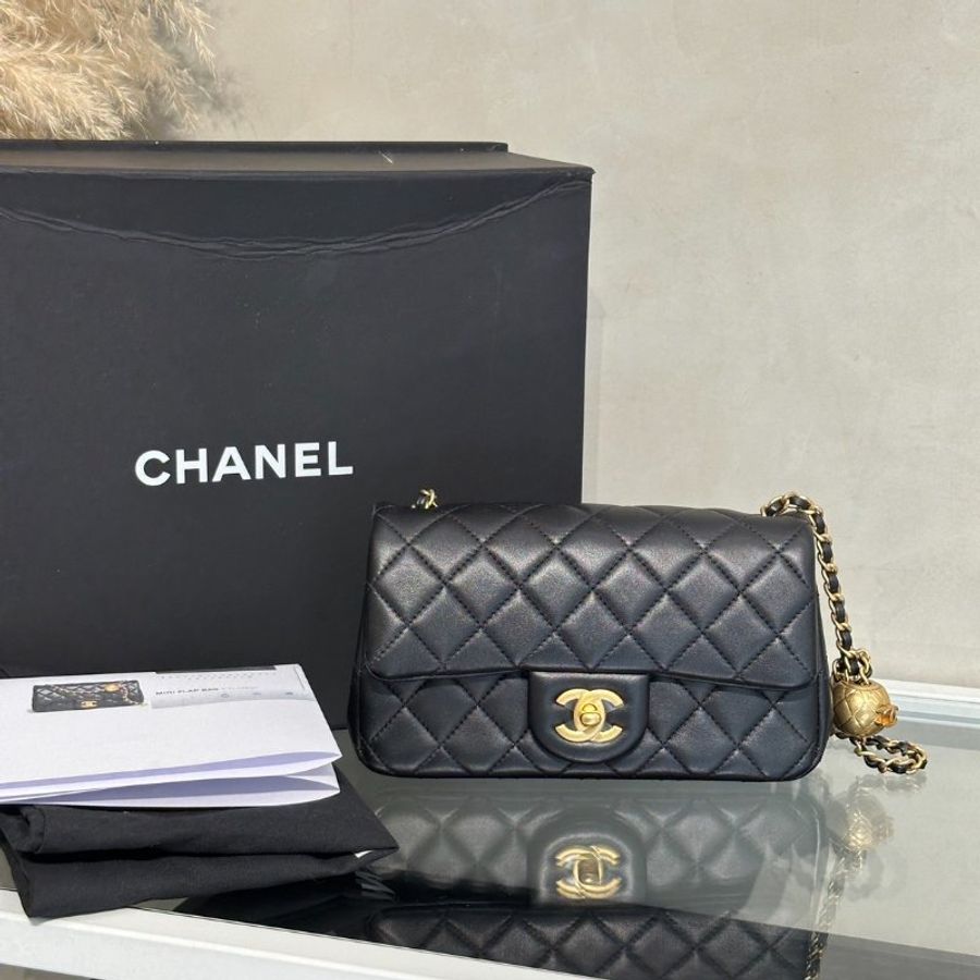 CHANEL 經典口蓋包Mini CF20 - 金球黑金-9
