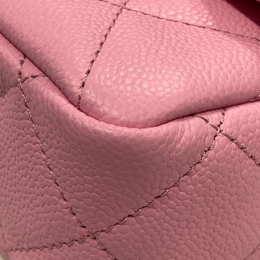 CHANEL 香奈兒 肩背包 心形調節釦 CF18 荔枝牛皮 粉色 金釦-6