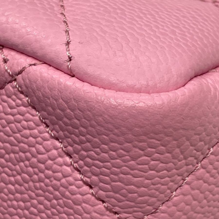 CHANEL 香奈兒 肩背包 心形調節釦 CF18 荔枝牛皮 粉色 金釦-8