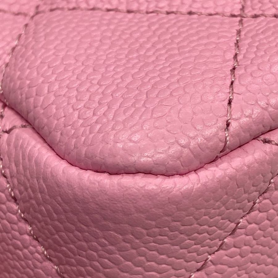 CHANEL 香奈兒 肩背包 心形調節釦 CF18 荔枝牛皮 粉色 金釦-9