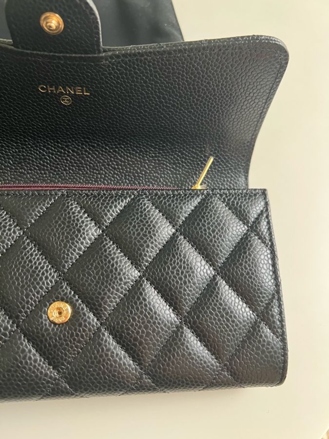 Chanel 香奈兒荔枝紋小牛皮雙C金釦長夾-24