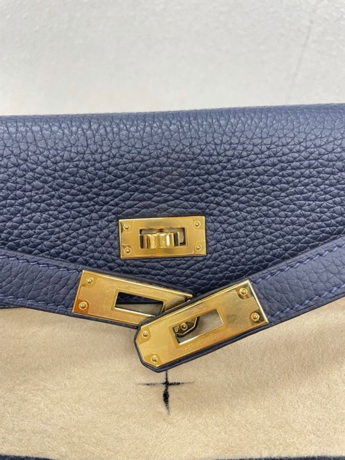 Hermes 愛馬仕 Kelly ado背包 午夜藍 金扣 刻印：c刻 附件：無 。-13