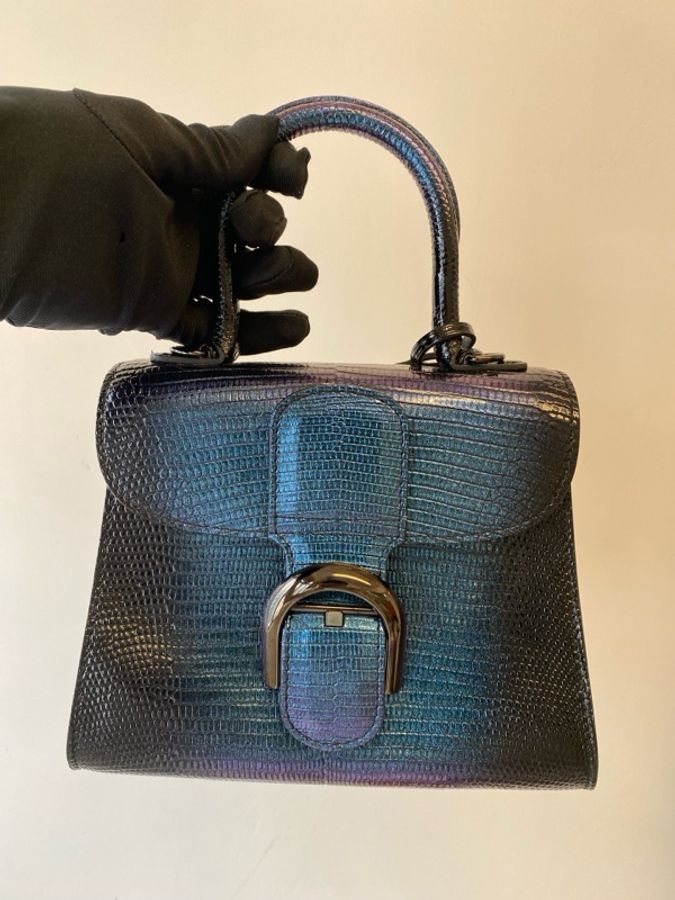 delvaux 德爾沃,漸變色蜥蜴皮 mini,珍稀皮革(蜥蜴皮),絕美。-1