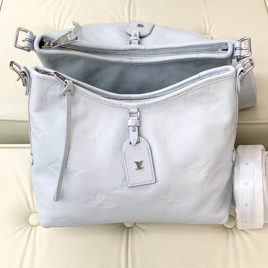 芯片款 路易威登/Louis Vuitton Carryall 藍銀小號牛皮 肩背斜背包-5