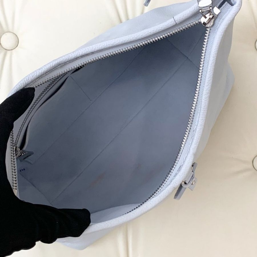 芯片款 路易威登/Louis Vuitton Carryall 藍銀小號牛皮 肩背斜背包-8
