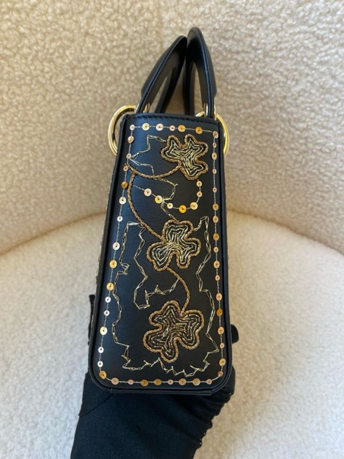 Dior 限量版戴妃包,黑金四葉草刺繡,超稀有款式!絕版。-2