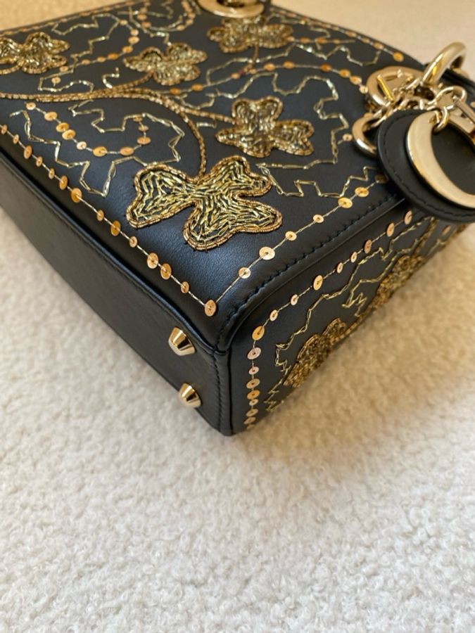 Dior 限量版戴妃包,黑金四葉草刺繡,超稀有款式!絕版。-17