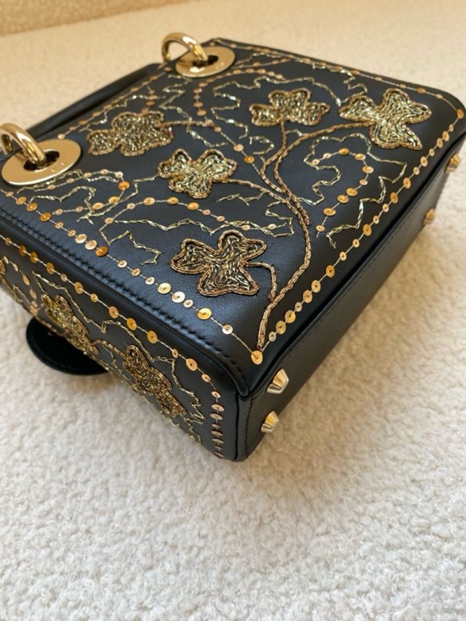 Dior 限量版戴妃包,黑金四葉草刺繡,超稀有款式!絕版。-18