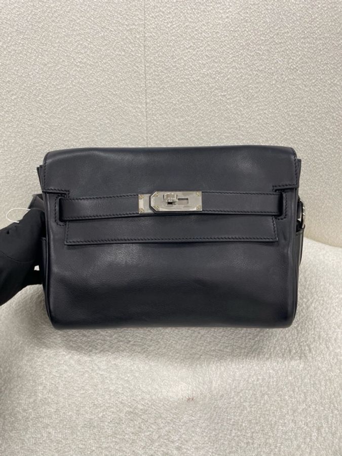 Hermes 愛馬仕 Kelly messenger郵差包小號 黑銀 evergrain皮 W刻-3