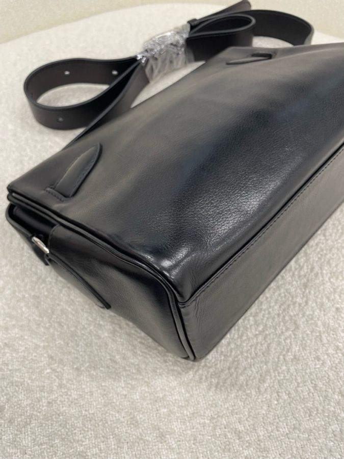 Hermes 愛馬仕 Kelly messenger郵差包小號 黑銀 evergrain皮 W刻-9