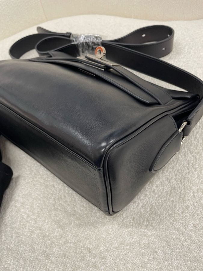 Hermes 愛馬仕 Kelly messenger郵差包小號 黑銀 evergrain皮 W刻-12