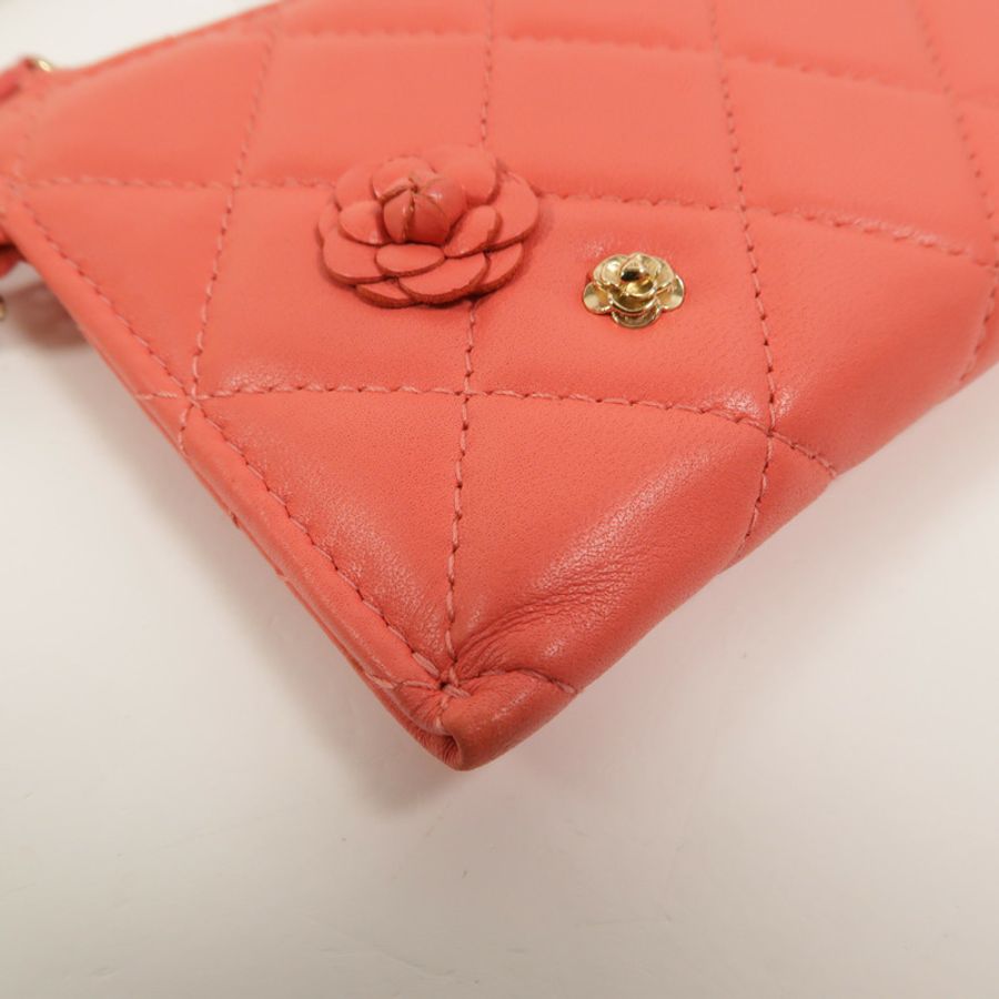 CHANEL 羊皮皮革Camellia Clutch長錢包-13