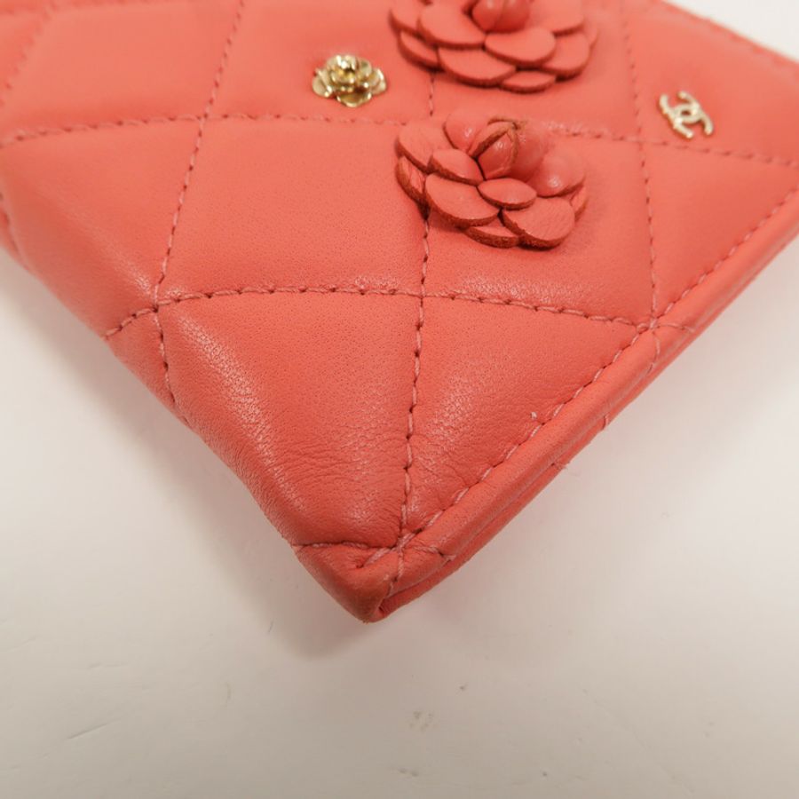 CHANEL 羊皮皮革Camellia Clutch長錢包-14