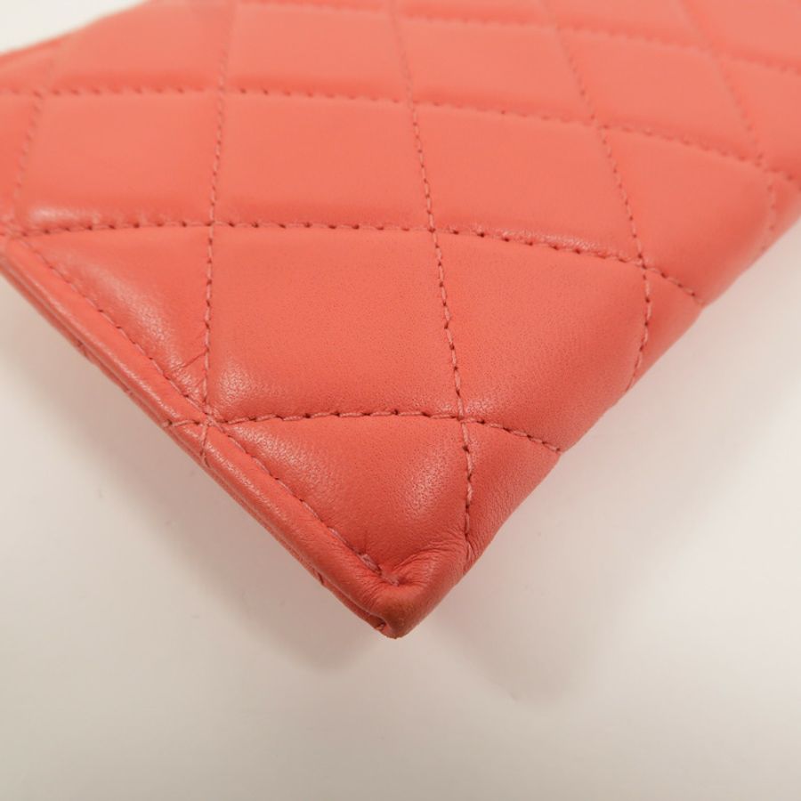 CHANEL 羊皮皮革Camellia Clutch長錢包-15