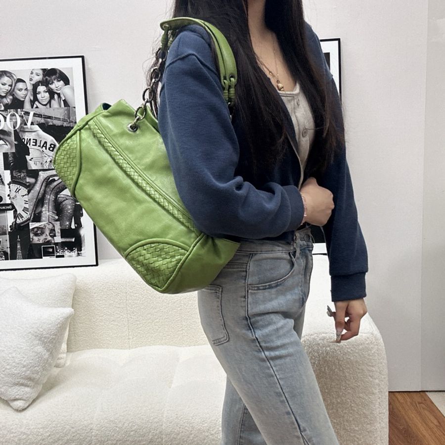 【赫蒂國際精品】Bottega Veneta 綠色編織皮革肩背包 vintage-2