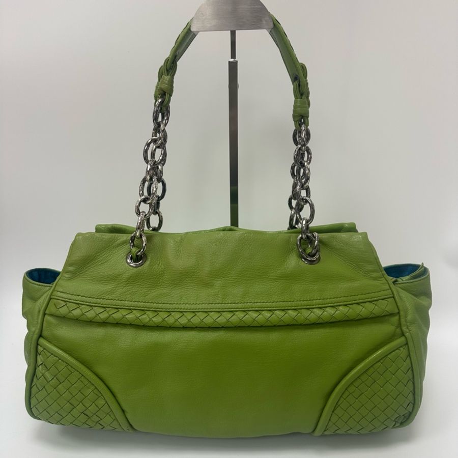【赫蒂國際精品】Bottega Veneta 綠色編織皮革肩背包 vintage-5