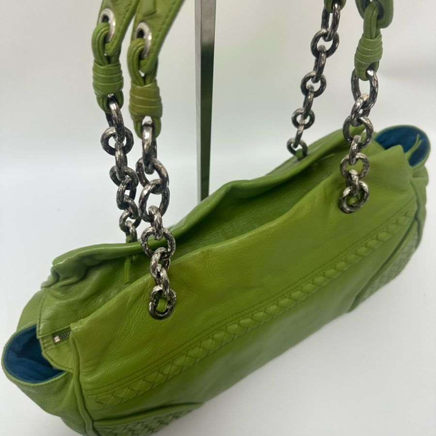 【赫蒂國際精品】Bottega Veneta 綠色編織皮革肩背包 vintage-6