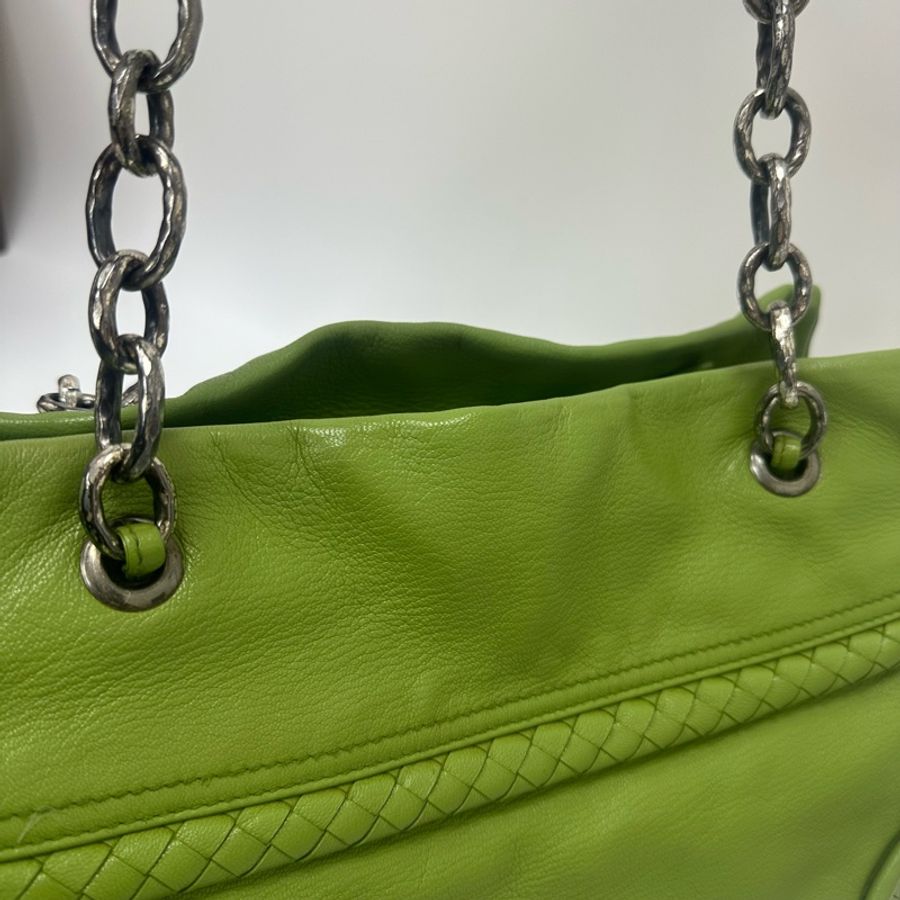 【赫蒂國際精品】Bottega Veneta 綠色編織皮革肩背包 vintage-16