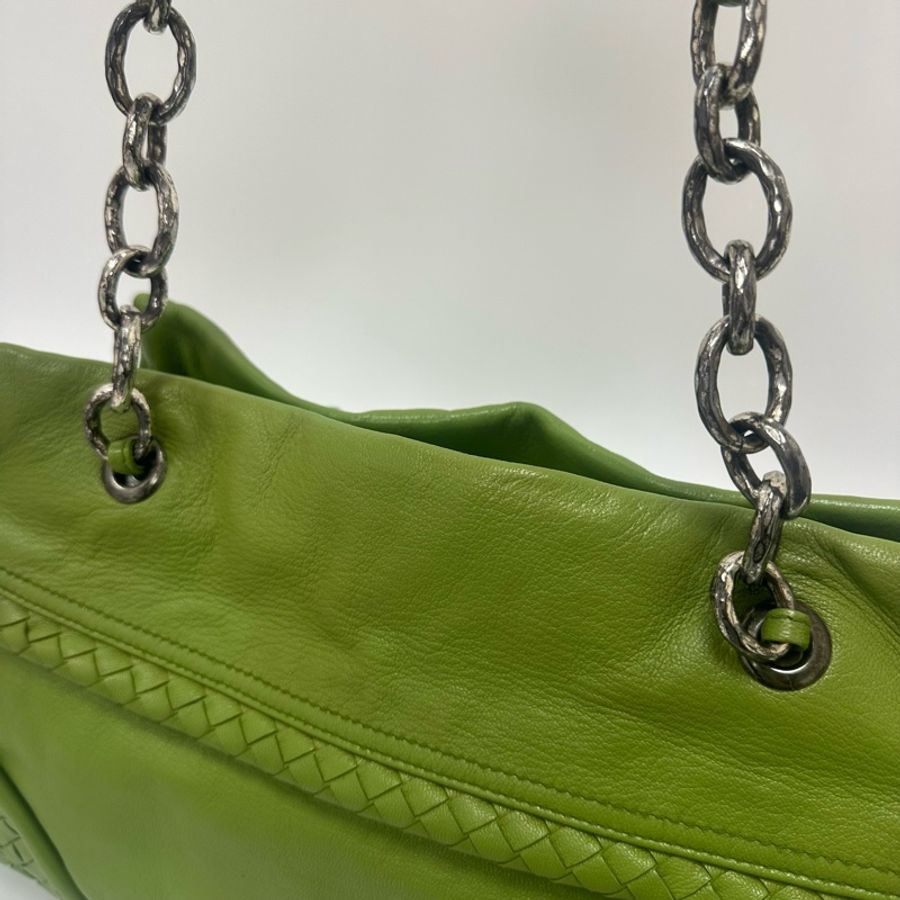 【赫蒂國際精品】Bottega Veneta 綠色編織皮革肩背包 vintage-17