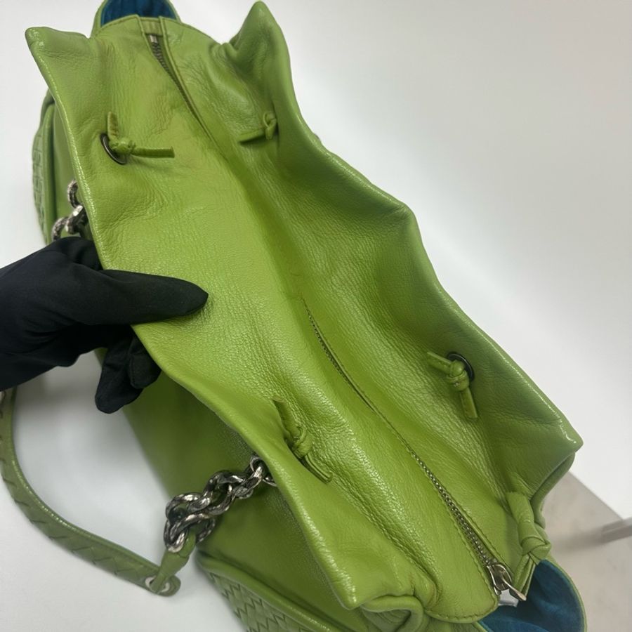【赫蒂國際精品】Bottega Veneta 綠色編織皮革肩背包 vintage-18