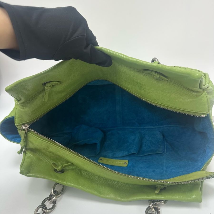 【赫蒂國際精品】Bottega Veneta 綠色編織皮革肩背包 vintage-20