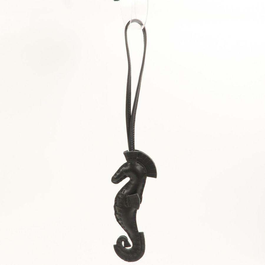 HERMES Milo皮革Hippo Seahorse Charm掛飾Noir-8
