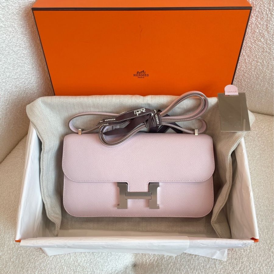 Hermes 愛馬仕 康康elan 夢幻紫 epsom皮 銀扣 附件(防塵袋 盒子)-1