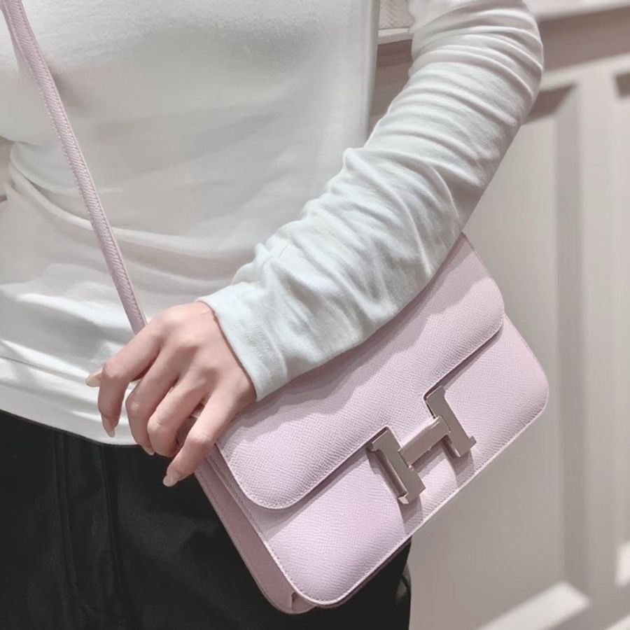 Hermes 愛馬仕 康康elan 夢幻紫 epsom皮 銀扣 附件(防塵袋 盒子)-2