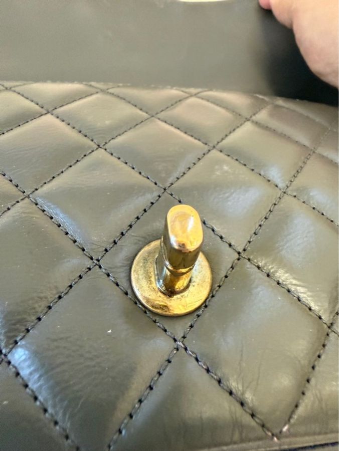 Chanel 香奈兒稀有秀款灰金牛皮金幣 CF 鏈條包,難得小號,尺寸 25*14,專櫃復刻款大熱門,金幣可調節鏈帶長短。-8