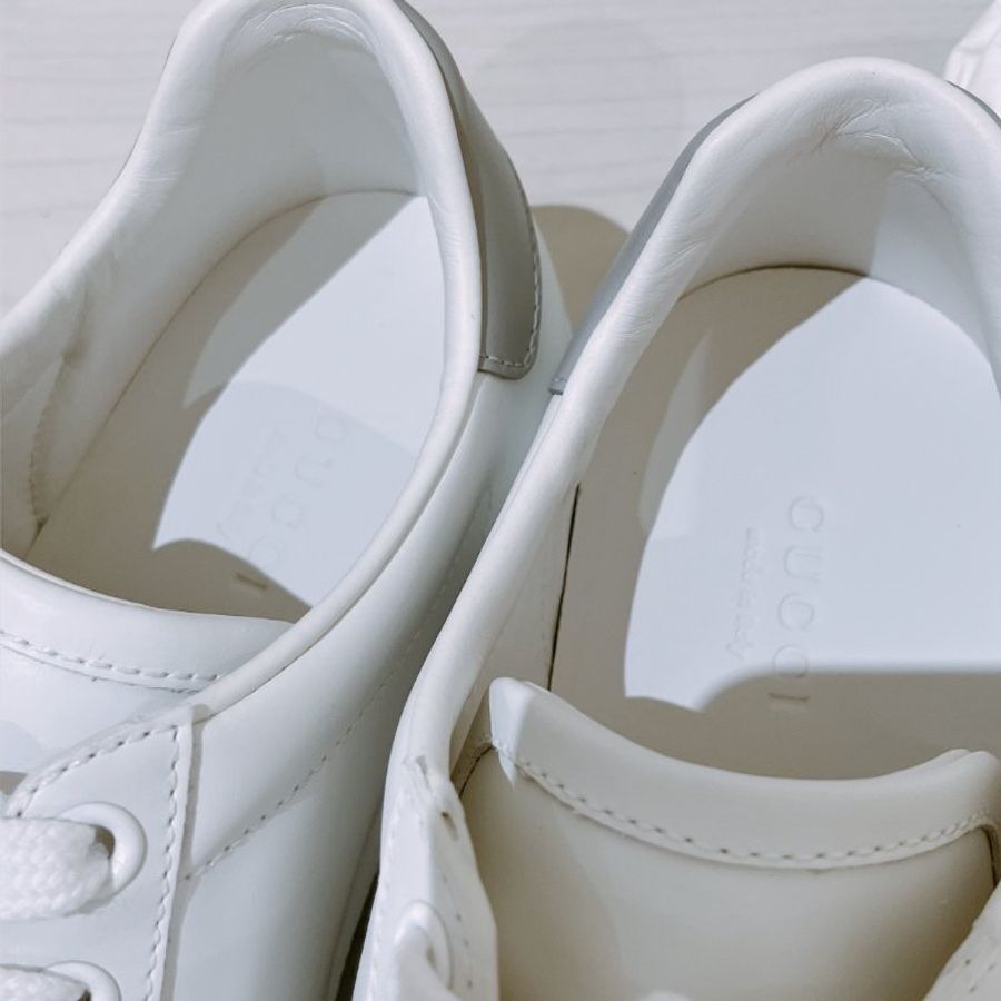 TK2102 Gucci 古馳GG字休閑鞋 Leather Perforated GG Sneakers White X Grey-11