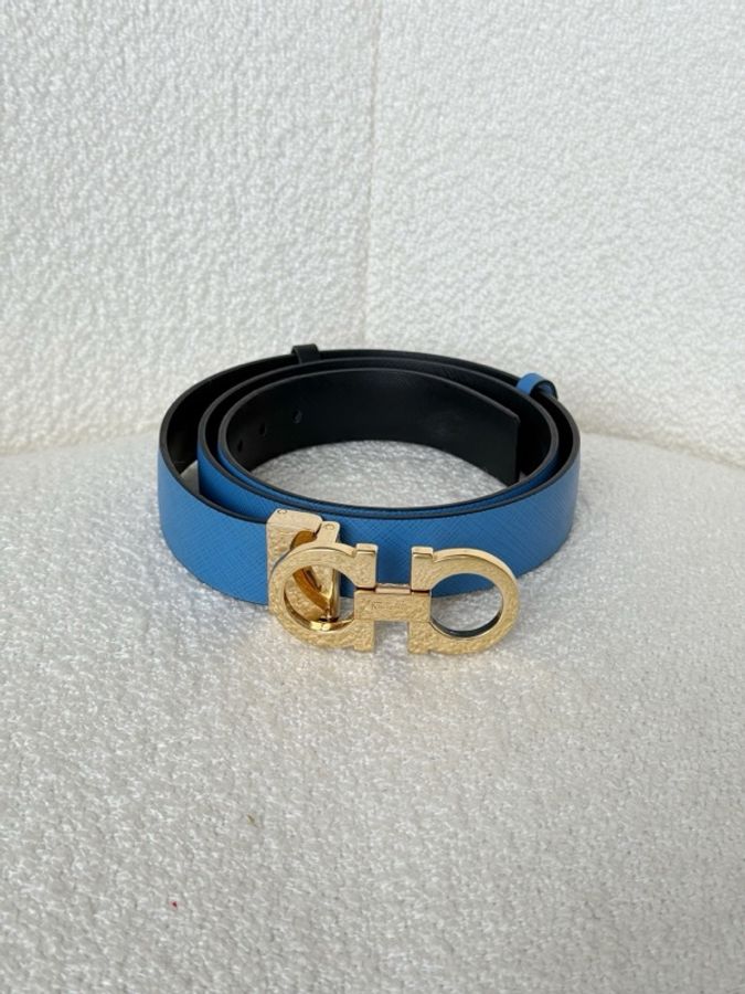 Salvatore Ferragamo菲拉格慕 皮帶 藍色 2.5×107cm-4
