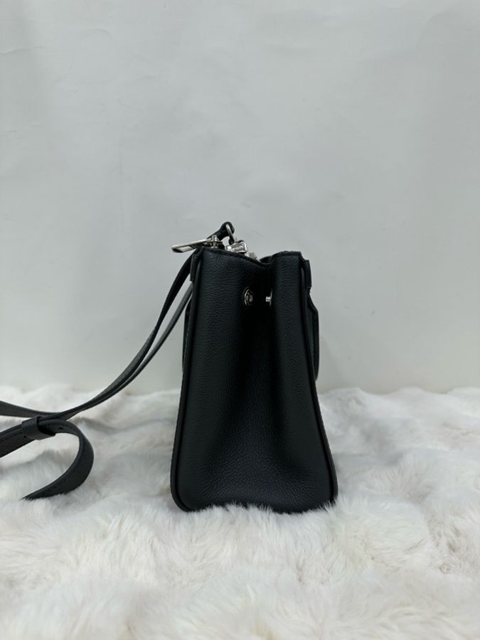 LV路易威登 GRENELLE TOTE 黑色粒面皮革水波紋小號托特包手提包斜挎包 晶片 尺寸27×19×11.5-3
