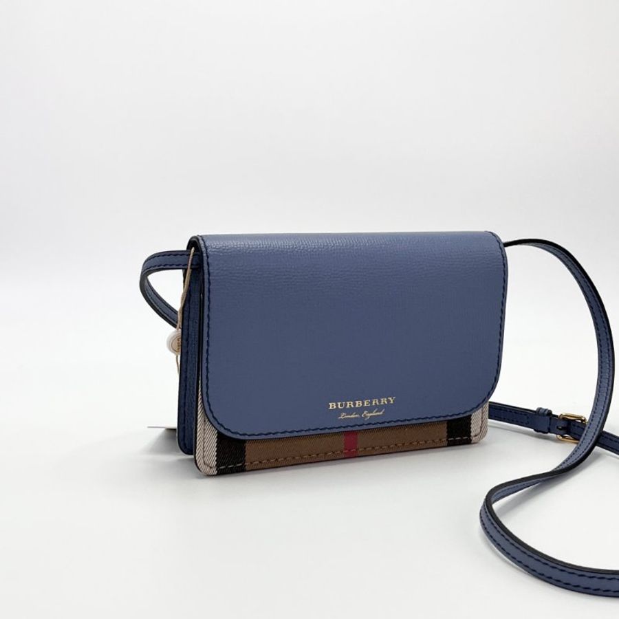 BURBERRY 藍色經典格紋woc 肩背斜背包 19*13*3.5 98新配件塵袋-2
