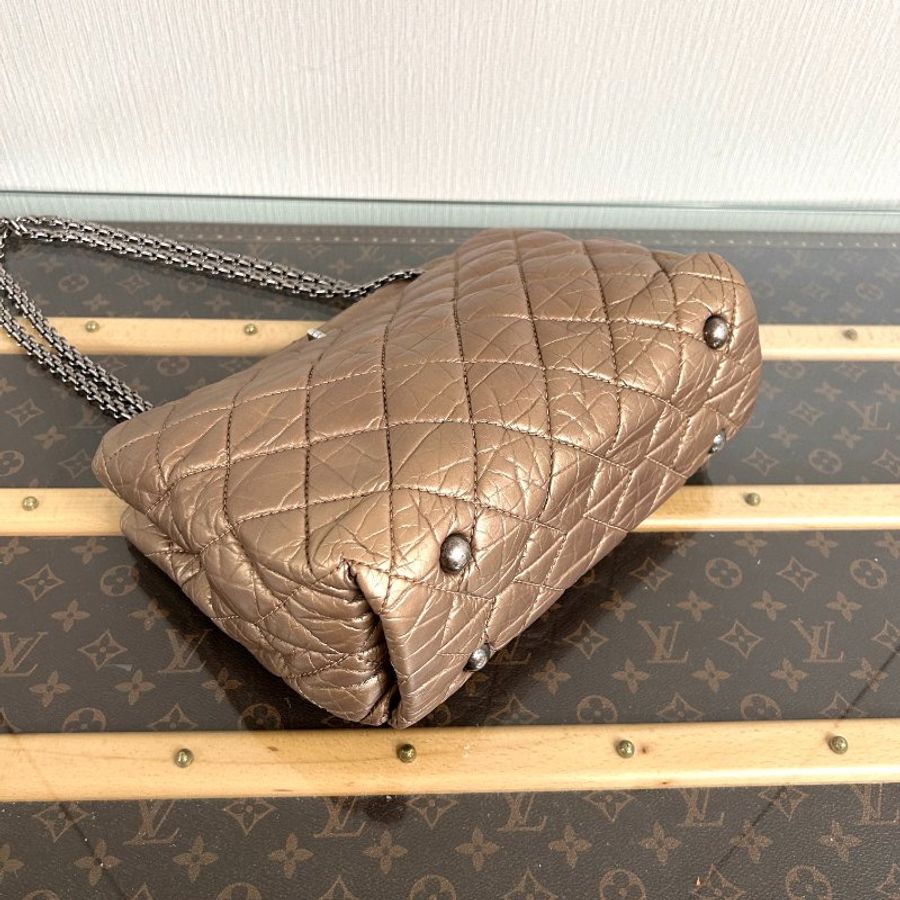 CHANEL 銀扣2.55菱格紋肩背托特包 26*23*9cm 98新配件塵袋-2