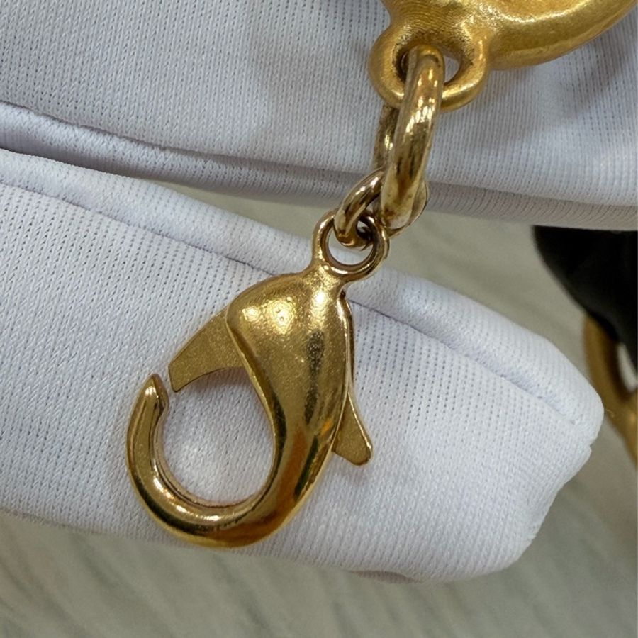 CHANEL 皮穿鍊 黑金 金釦 雙C 腰鍊 腰帶-9