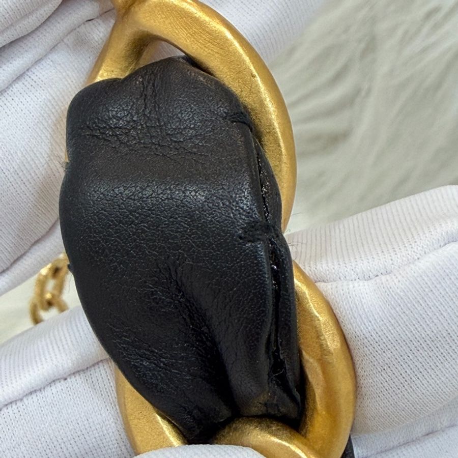 CHANEL 皮穿鍊 黑金 金釦 雙C 腰鍊 腰帶-19