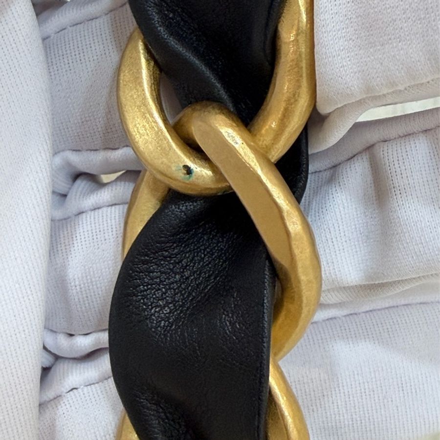 CHANEL 皮穿鍊 黑金 金釦 雙C 腰鍊 腰帶-20